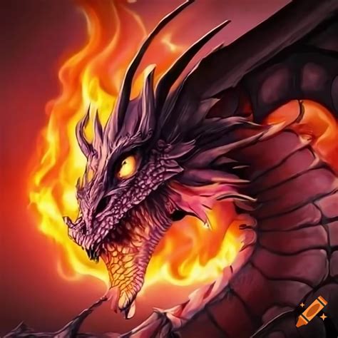 Dragon breathing fire on Craiyon