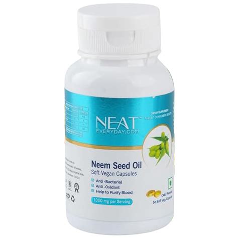 Buy Neat Neem Seed Oil Soft Vegan Capsules, 60 Count | 19 Minutes ...