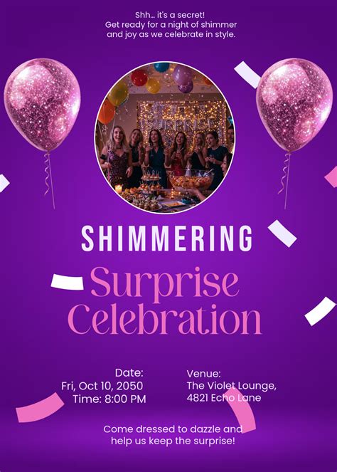 Free Surprise Party Invitation Templates, Editable and Printable