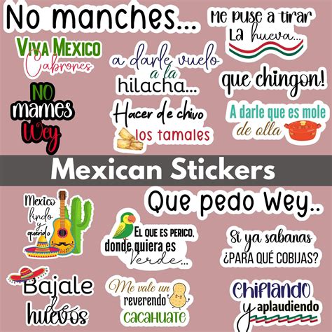Printable Mexican Stickers, Mexican Stickers Bundle, Stickers Sayings ...