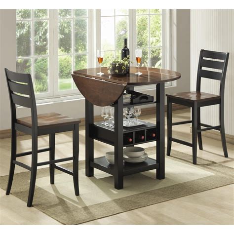 Ridgewood 3 pc. Counter Height Drop Leaf Dining Set - Black - Intimate ...