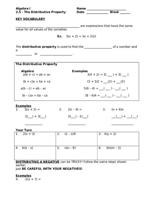 distributive property notes Doc Template | pdfFiller