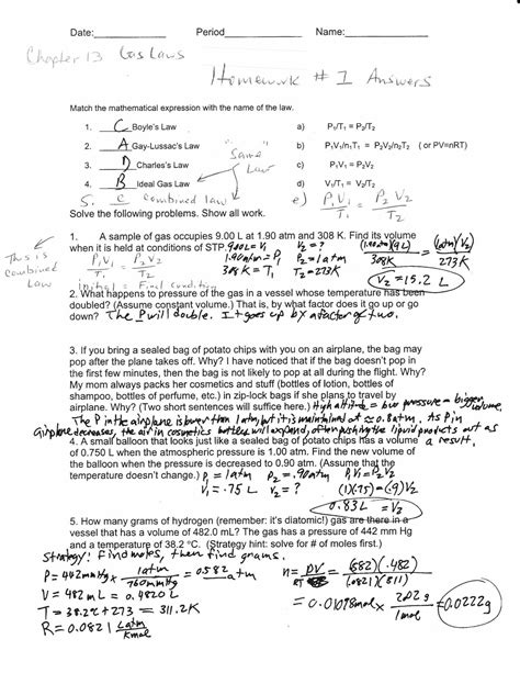 Image result for Gas Laws Practice Worksheet