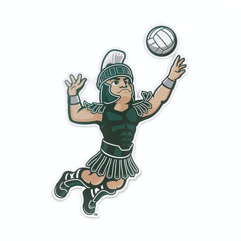 Michigan State Gear | Sparty Playing Volleyball Car Decal Sticker ...