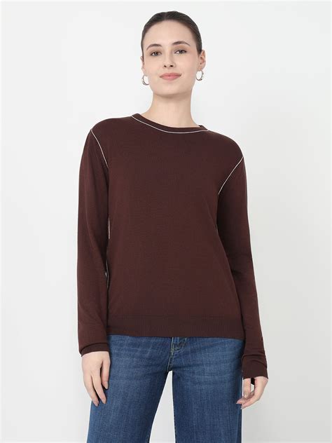 Buy Women Coffee Bean Slim Fit Flat Knit | Kraus Jeans