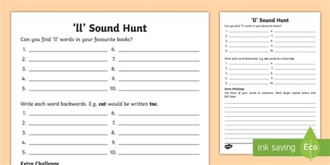 'll' Sound Hunt Worksheet
