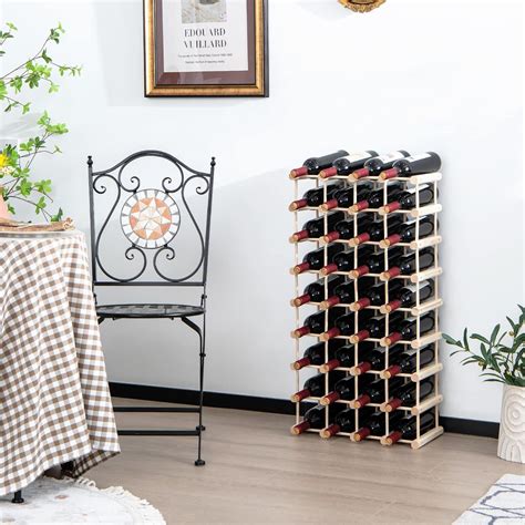 Loon Peak® 36-Bottle Wine Rack Freestanding Floor - Wooden 5-Tier ...