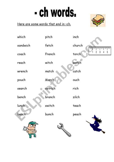 Words Ending In Ch Worksheets | 99Worksheets
