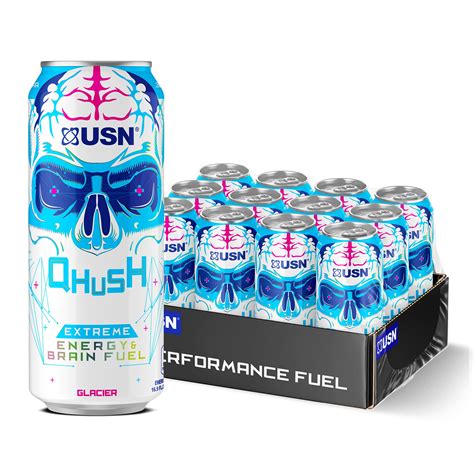 Buy USN Qhush Extreme Energy Drink, Glacier Nootropic - Xtreme Energy ...