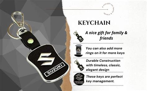 Techpro® Heavy Duty Leather Chorome Finish Key Chain Compatible For ...