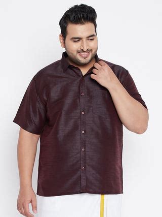 VASTRAMAY Men's Plus Size Wine Silk Blend Ethnic Shirt – vastramay