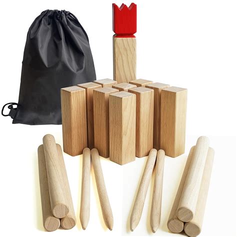 Kubb Game Set - Hardwood Viking Games - KUBB Throwing Outdoor Games ...