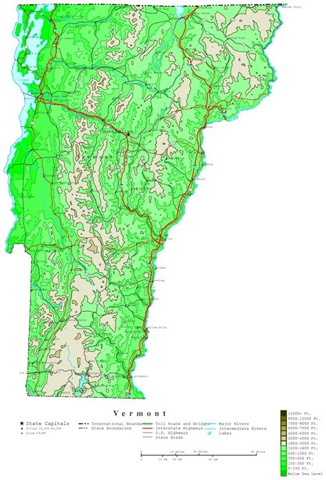 Vermont Contour Map