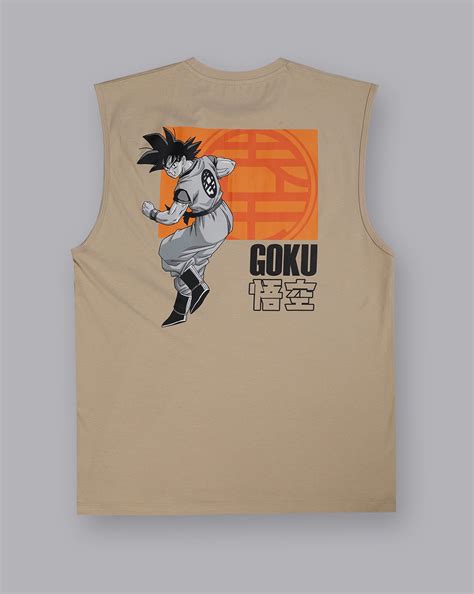 Dragon Ball Z Regular Fit Round Neck Beige Muscle-T For Young Men ...