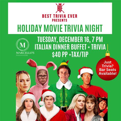 Dec 16 | Holiday Movie Trivia Night at Marcello's in Monroe | Monroe ...