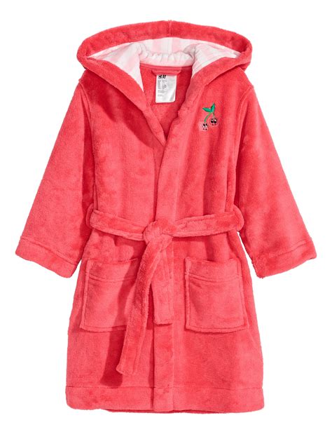 Fleece dressing gown - Raspberry red/Cherries - Kids | H&M IN