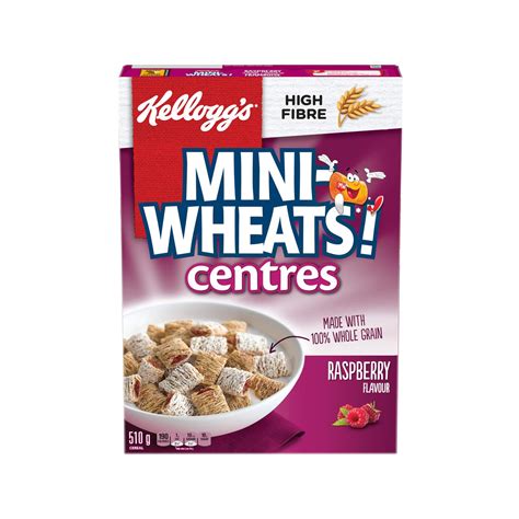 Kellogg's Mini-Wheats Centres Raspberry Flavour Cereal 510g/18oz. (Imp