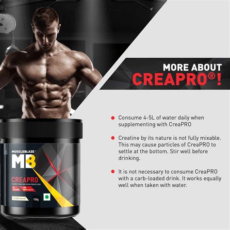 Buy MUSCLEBLAZE CREAPRO CREATINE WITH 100% CREAPURE 100G (UNFLAVOURED ...