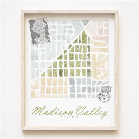 MADISON VALLEY Seattle Neighborhood Map Watercolor Print WASHINGTON ...