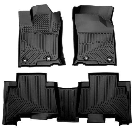 EGOESWELL Heavy-Duty Car Floor Mats - Black Rubber, 2 Front & 1 Rear ...
