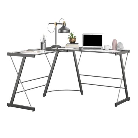 Ameriwood Home Glass L-Shaped Computer Desk Gray | Ubuy India