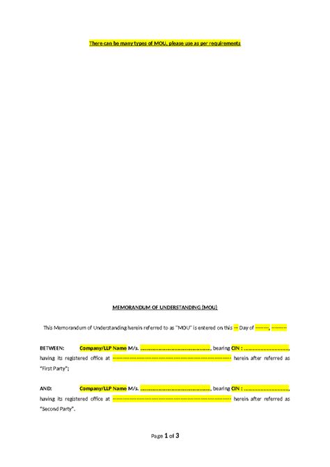MOU Guidelines: Types, Purpose, and Responsibilities Explained - Studocu