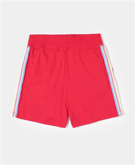 Buy Girl's Super Combed Cotton Solid Shorts with Side Taping - Team Red ...