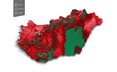 Carte de la Hongrie avec le drapeau Couleurs Vert et Rouge Carte en ...