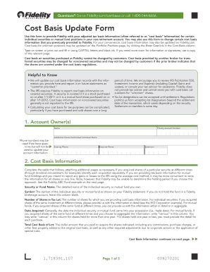 Fillable Online Cost Basis Update Form - Fidelity Fax Email Print ...