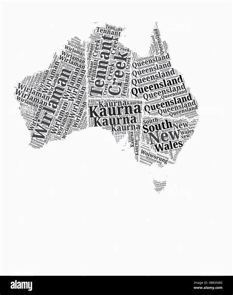 Australia Text Style Regions. Country region names word clouds in the ...