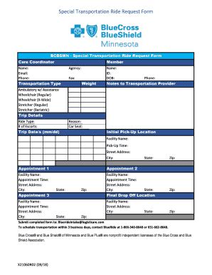 Fillable Online Special Transportation Ride Request Form. forms-and ...