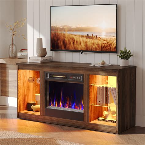 Bestier Modern Electric Fireplace TV Stand for TVs up to 55", with LED ...