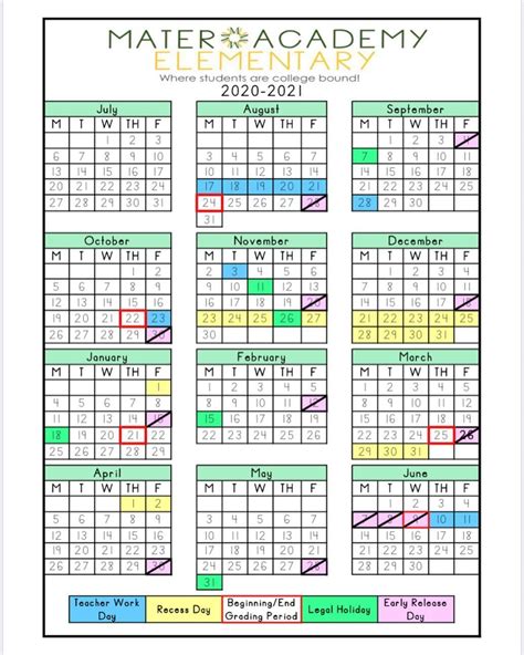 Mater Academy Calendar - Printable Calendars AT A GLANCE
