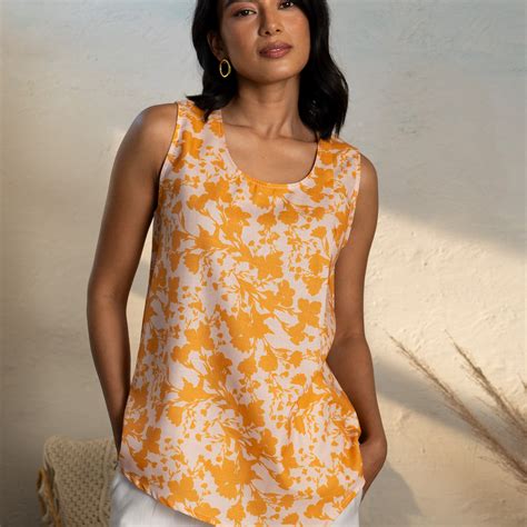 Prairie Whisper Top – Asymmetrical Tank with Diagonal Pleats – Canoopi