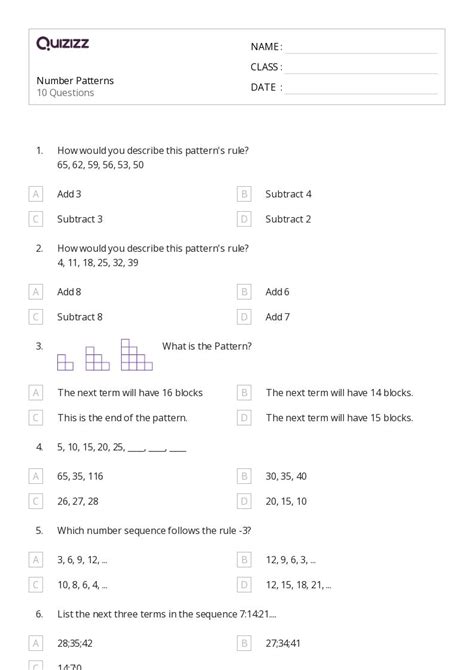Number Pattern Worksheets 4th Grade 的图像结果