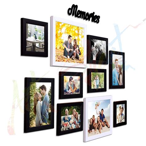 Lovely Memories Set of 10 Individual Black and White Wall Photo Frame ...