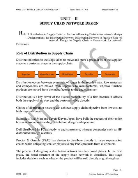 OME752 SCM UNIT II - asd - UNIT – II SUPPLY CHAIN NETWORK DESIGN Role ...