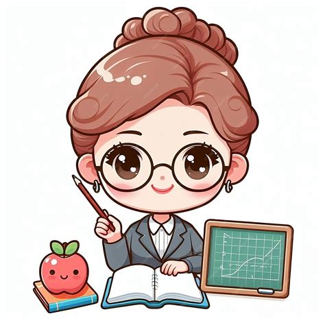 Premium Photo | Cute cartoonstyle illustration of a little teacher with ...