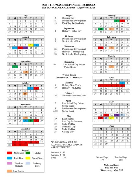 Fort Thomas Independent School ky Calendar 25-26 Revised [PDF] - EduCounty