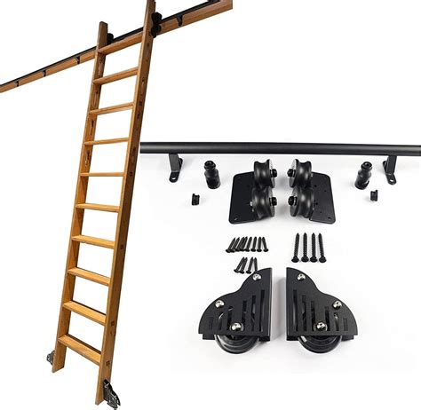 Library Sliding Ladder Hardware Kit, Carbon Steel Track with Floor ...