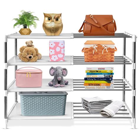 LIVINGBASICS Multipurpose Storage Organizer Rack for Wardrobe (White ...