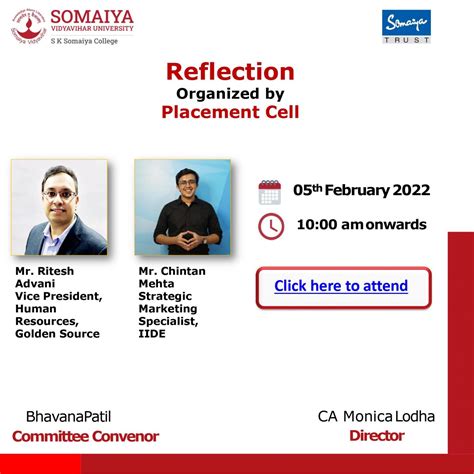 Reflection - Organized by Placement Cell | Somaiya Vidyavihar University