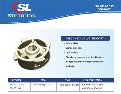 Disc Check Valve - Steamlok Disc Check Valve Manufacturer from Pune