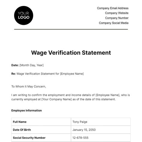 Image result for Verification Statement Example
