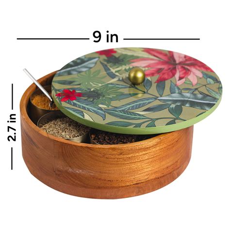 Buy Green Allure Teak Wood Masala Box Online in India – Nestroots
