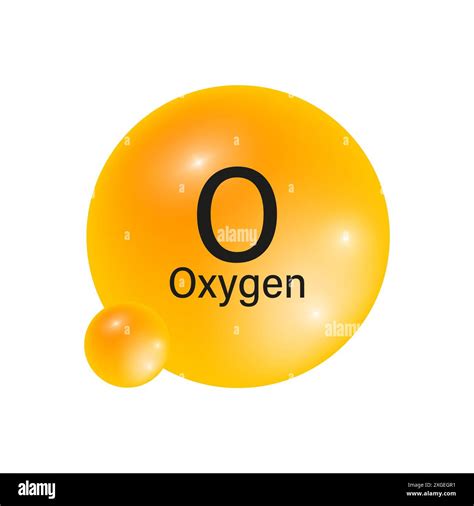 Oxygen element symbol. O chemical element. Orange glossy spheres ...