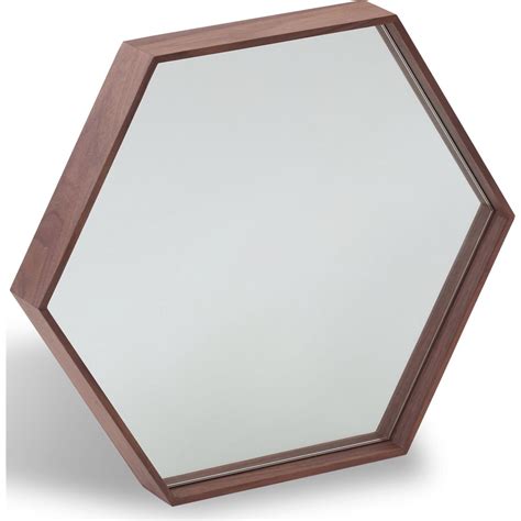 Miroir hexagonal avec cadre en noyer 46 x 40 x 6 cm Noyer | Leroy Merlin