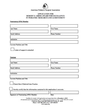 Fillable Online eapsa American Pediatric Surgical Association ...