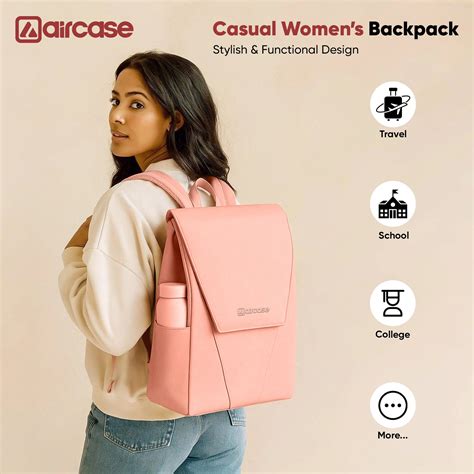 AirCase Canvas Laptop Backpack for Women | Water-Resistant, 15.6 ...