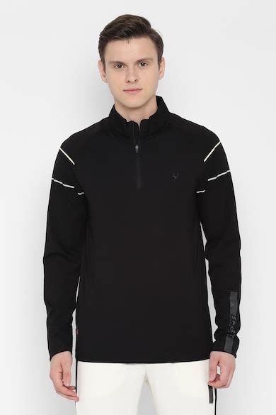 Buy Men Black Solid Turtle Neck T-shirt Online - 431015 | Allen Solly